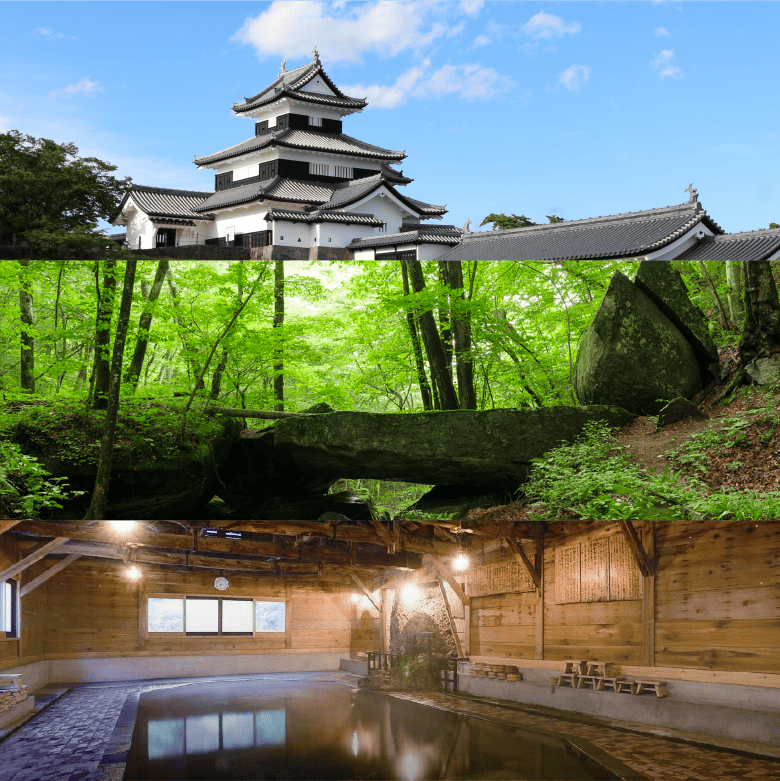 小峰城跡、滝川渓谷、大黒屋